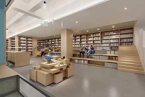 Modern Book Store Book Shop Interior 3D model
