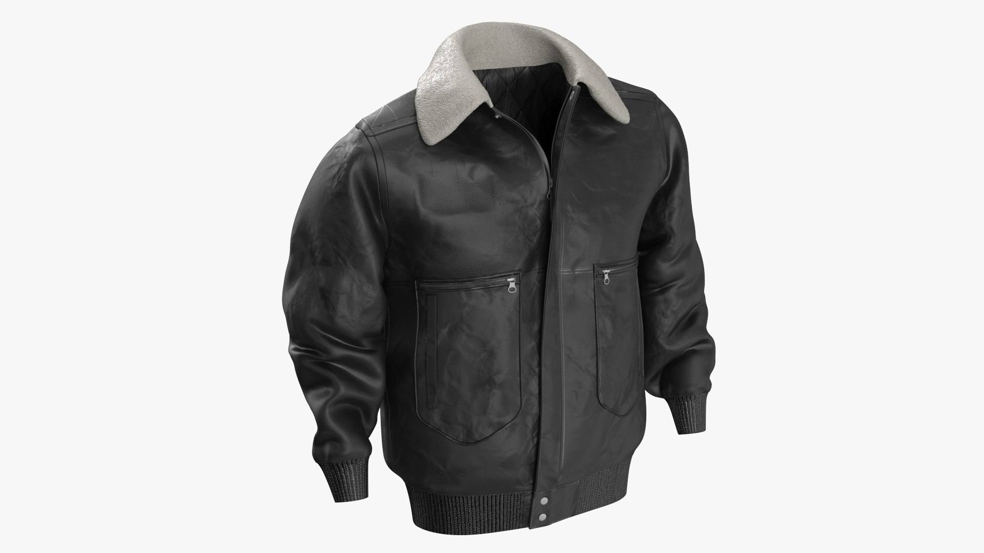 Leather Black Jacket 3D model preview
