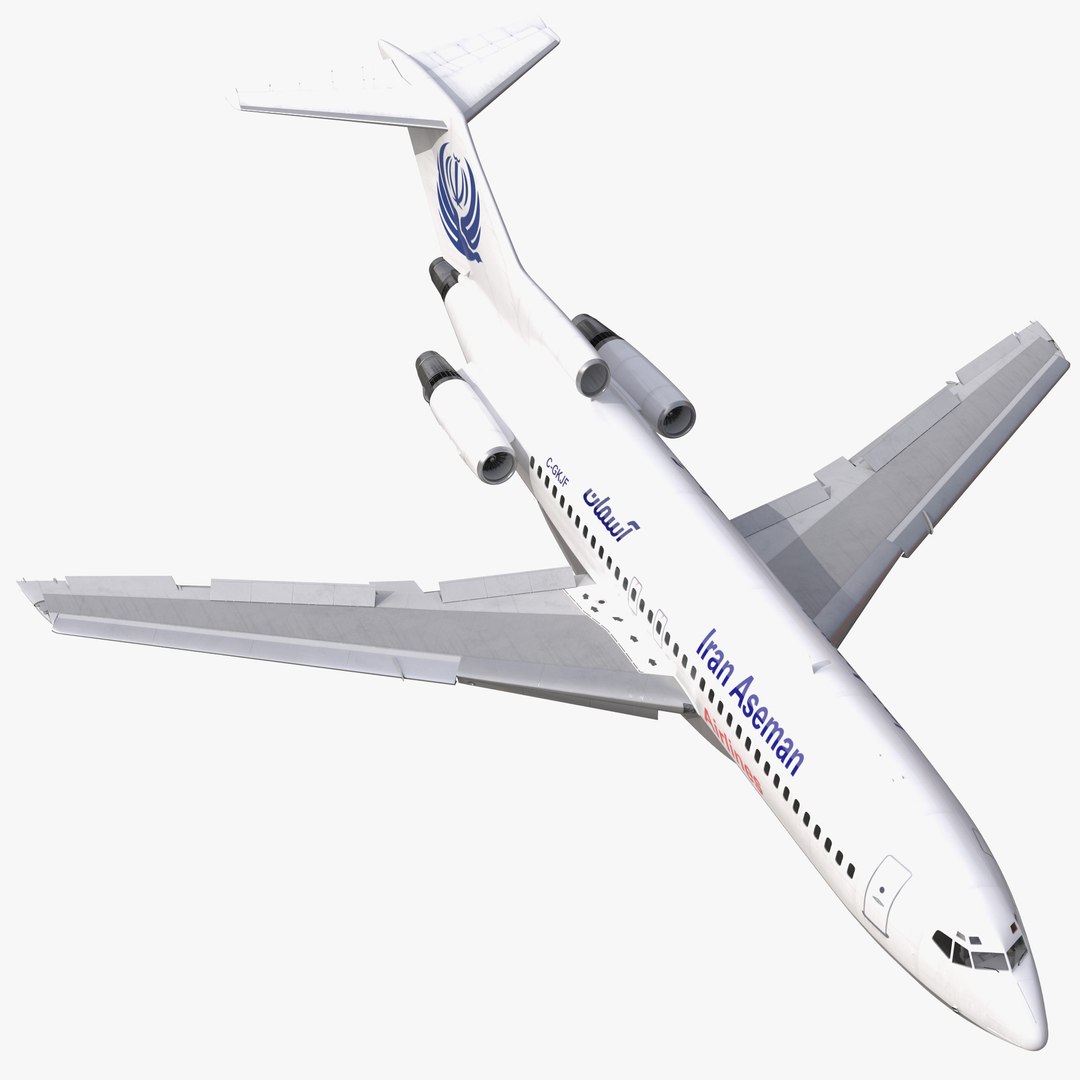Boeing 727-100 Iran Aseman Rigged 3D Model 3D model preview