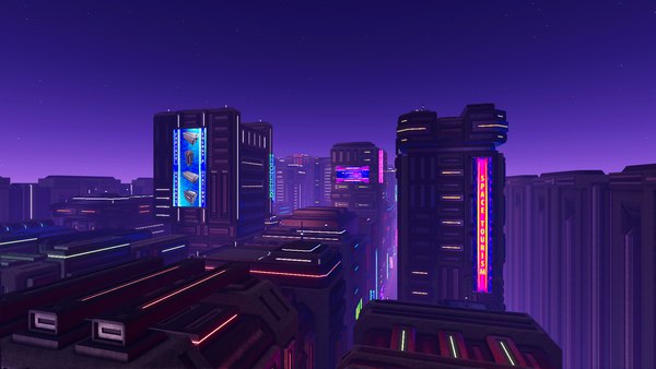 Sci-fi neon city buildings 3D model - TurboSquid 1637022