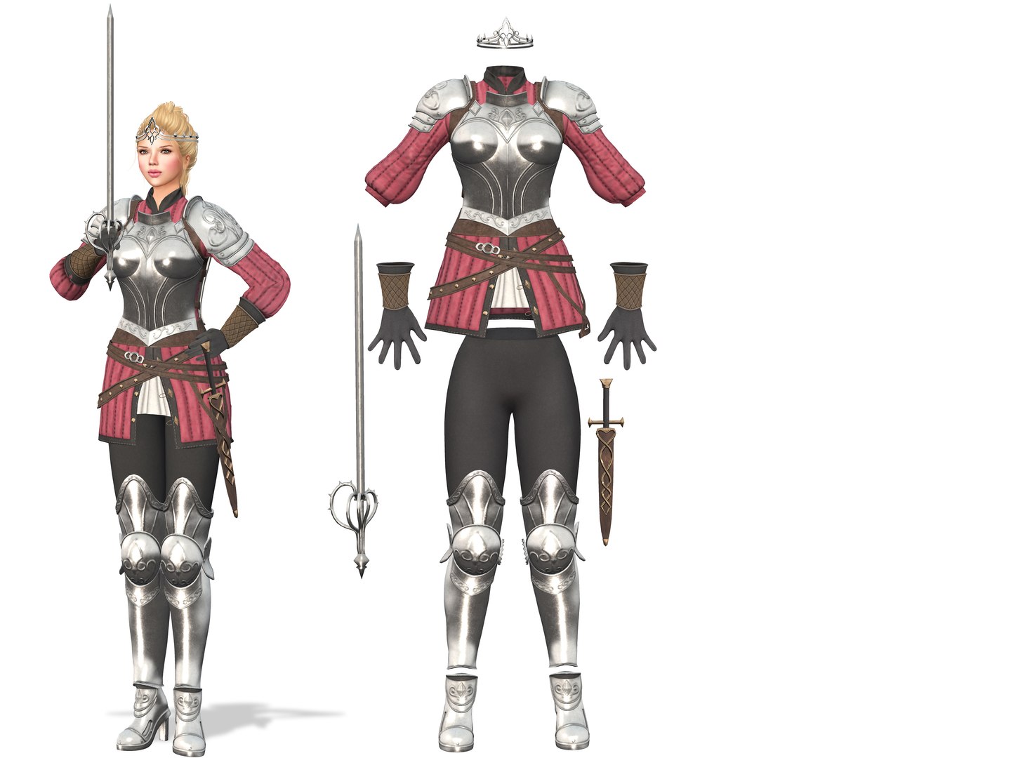 3D female knights armour suit TurboSquid 1526210