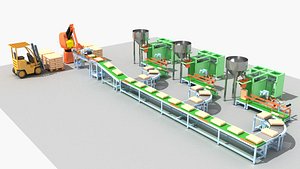 3D Industrial Equipment 34 - Filling and Palletizing Production Line