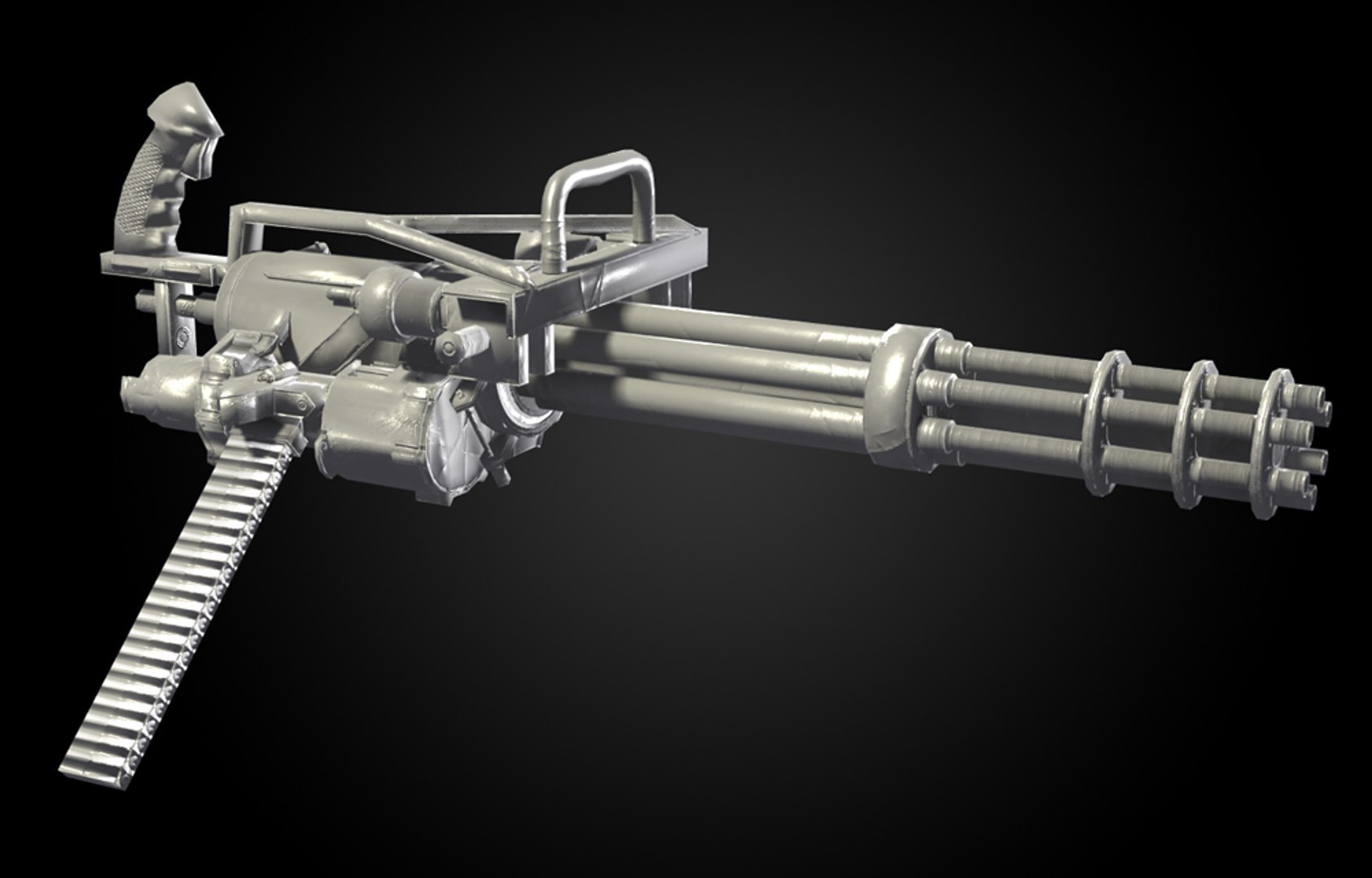 3d Model Of Minigun Realistic Modeled