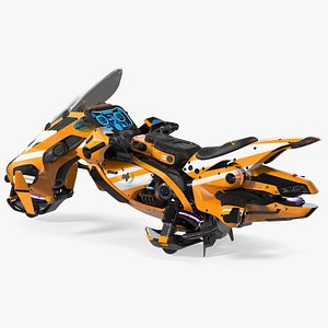 Scifi Fly Motorcycle Yellow 3D model