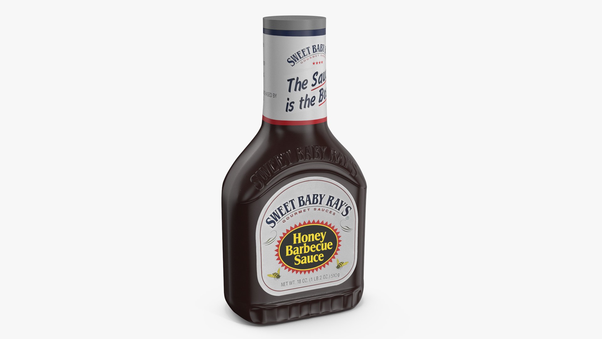 Sweet Baby Rays Honey Barbecue Sauce Bottle 3D model for industrial visualization, technical presentation, simulation, product rendering, and animation