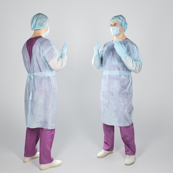 middle-aged man uniform surgeon 3D