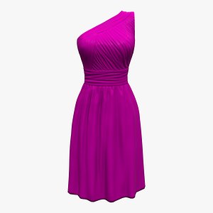 3D Purple Sheer Effect One Shoulder Dress