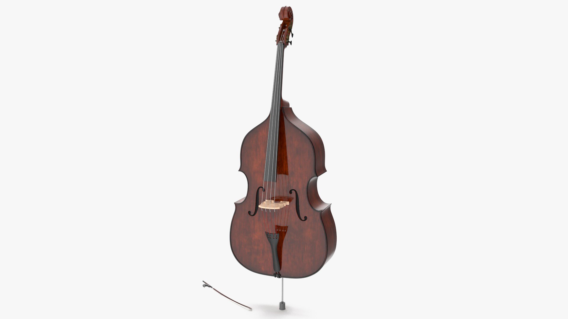 Wooden Double-Bass 3D model preview