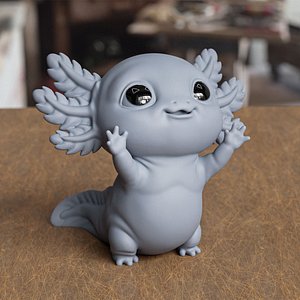 Stylized Happy Axolotl 3D Print Model 3D