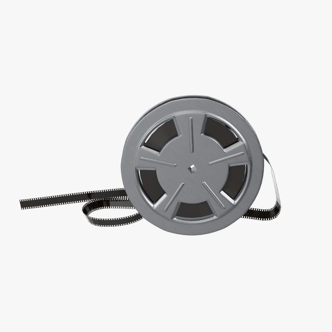 3D film reel https://p.turbosquid.com/ts-thumb/14/a6Mm5h/3VMjLELe/film_reelturntable/jpg/1580673200/1920x1080/turn_fit_q99/22c1c34908e13a169e0550374d99b579f91c7250/film_reelturntable-1.jpg