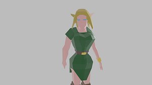 3D model Low Poly fantasy elve girl character rigged unity