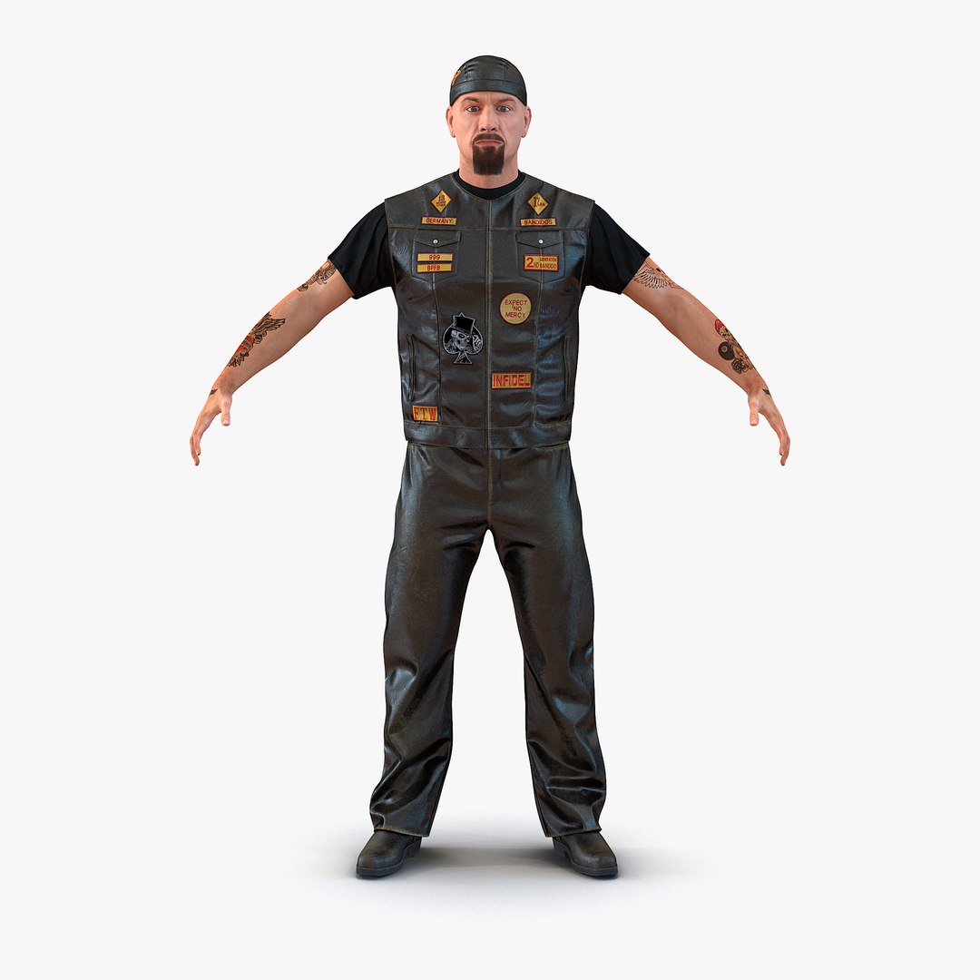 Biker Man with Fur 3D Model 3D model preview