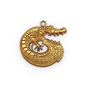 3D model Crocodile pendant -01 printable jewelry