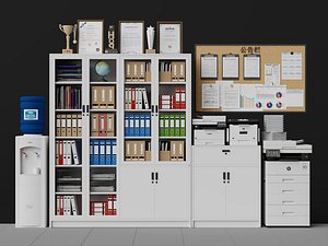 Office Storage Cabinet Printer Water Dispenser Set 3D