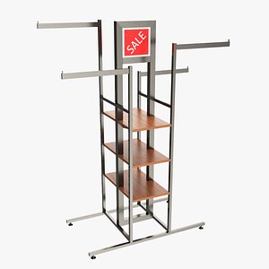 3D Store Square Tube Clothing Rack 4-way model