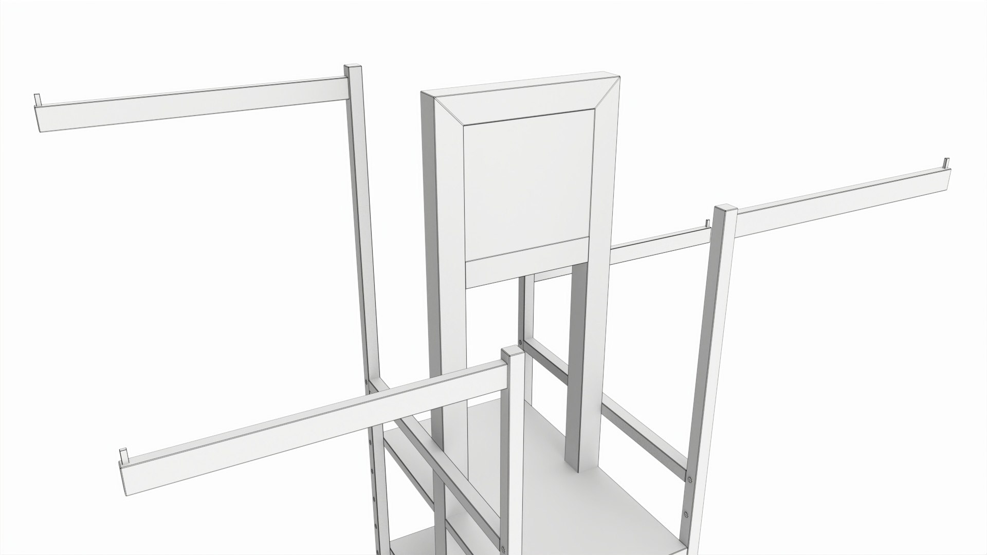 3D Store Square Tube Clothing Rack 4-way Model - TurboSquid 2188088