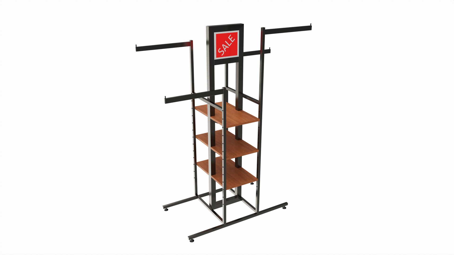 3D Store Square Tube Clothing Rack 4-way Model - TurboSquid 2188088