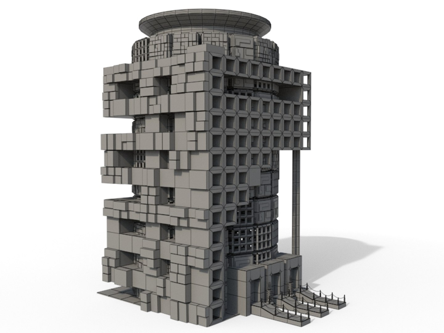 3d sci fi box building model