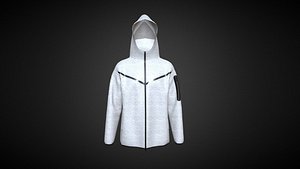 Mens Hoodie-Ash In Low Poly model