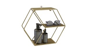 Hexagon Wall Metal Shelf Gold