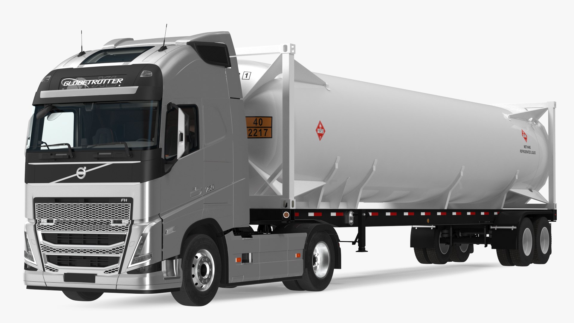 Volvo FH16 750 Globetrotter Truck with Liquid Natural Gas Trailer 3D model preview