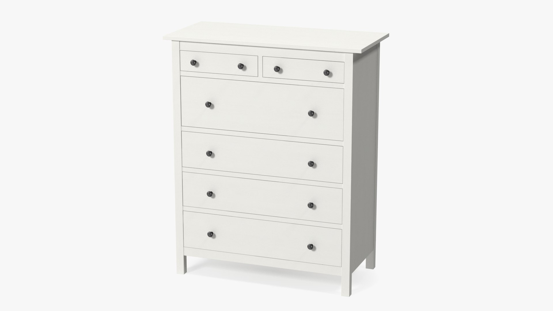 White Hemnes 6 Drawer Ikea Chest 3D model preview