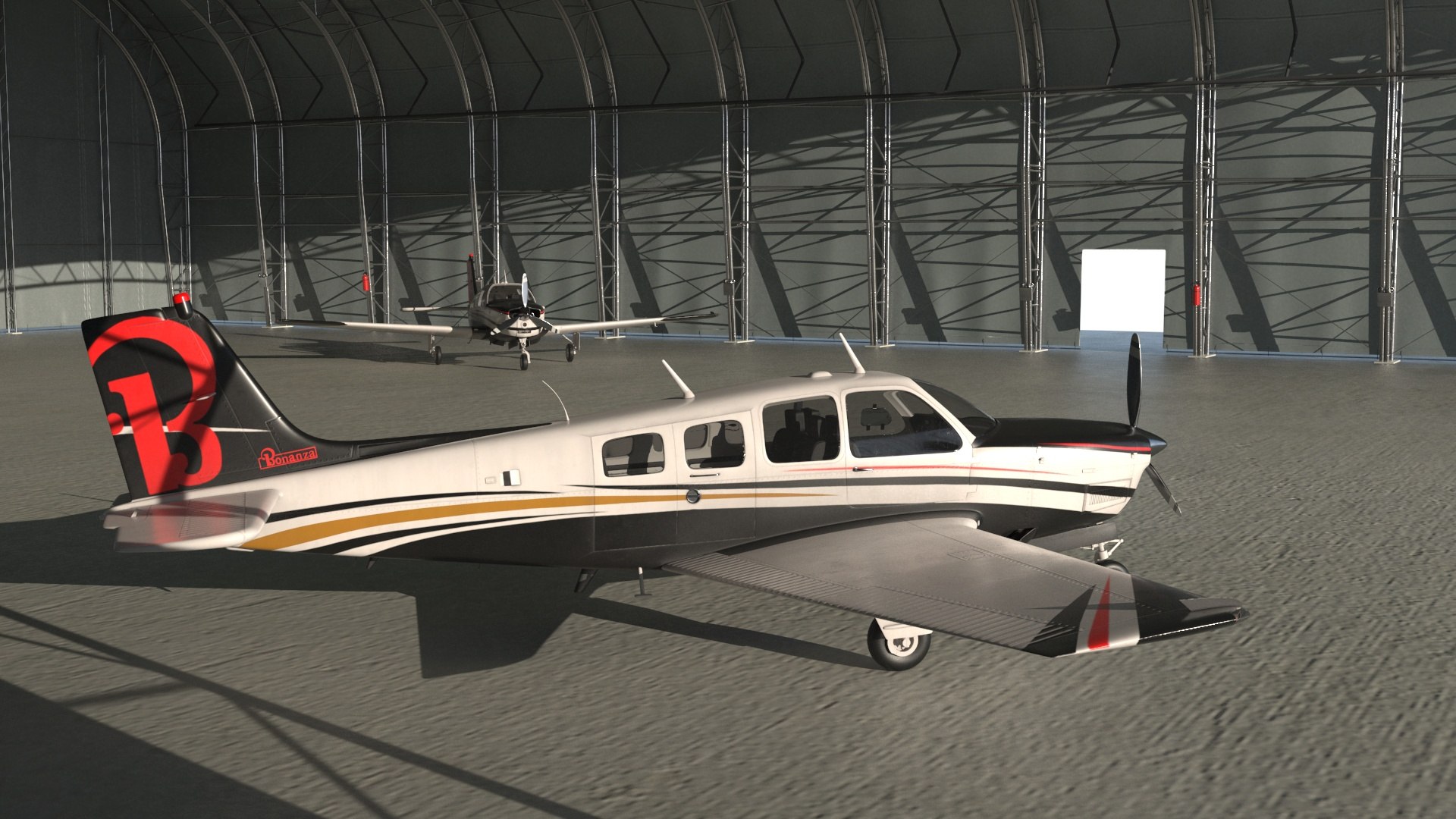 Beechcraft Bonanza Airplanes in Hangar model - TurboSquid 2161016