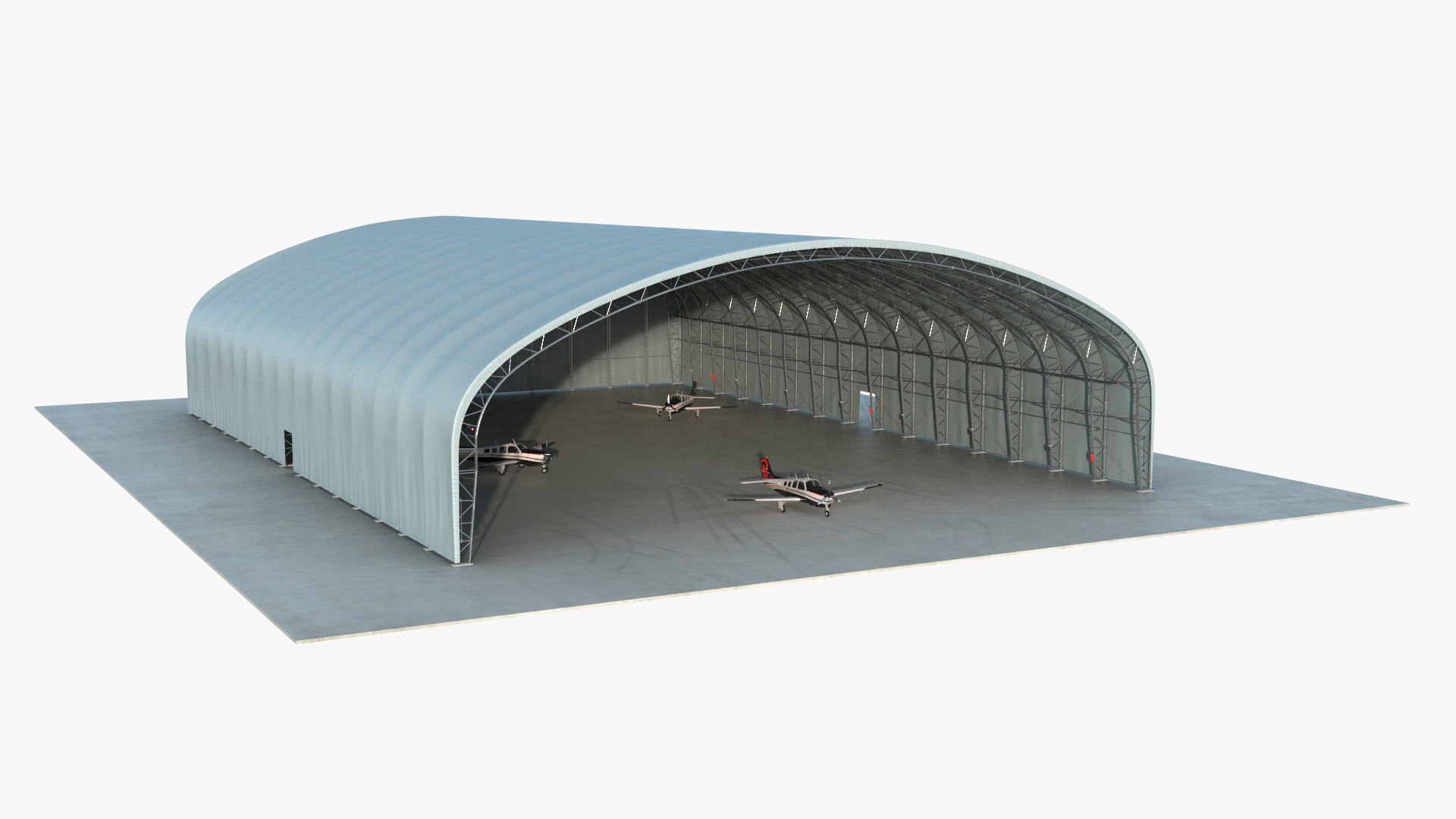 Beechcraft Bonanza Airplanes in Hangar 3D model preview