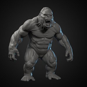 3D Majestic Full Body Gorilla 3D Print Model