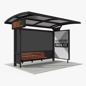 Smart Bus Stop Shelter with LED Arrival Board 3D model