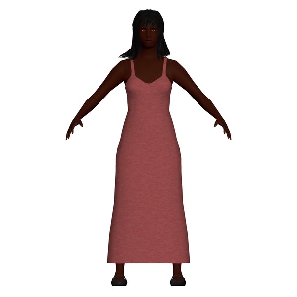 3D model low-poly lady dress