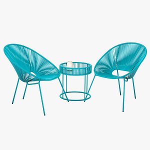 3D modern rattan patio set model