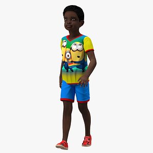 Black Child Boy Rigged for Cinema 3D model