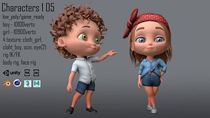 3D kids rig characters