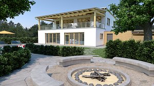 Modern House Exterior - Wood House with Garden