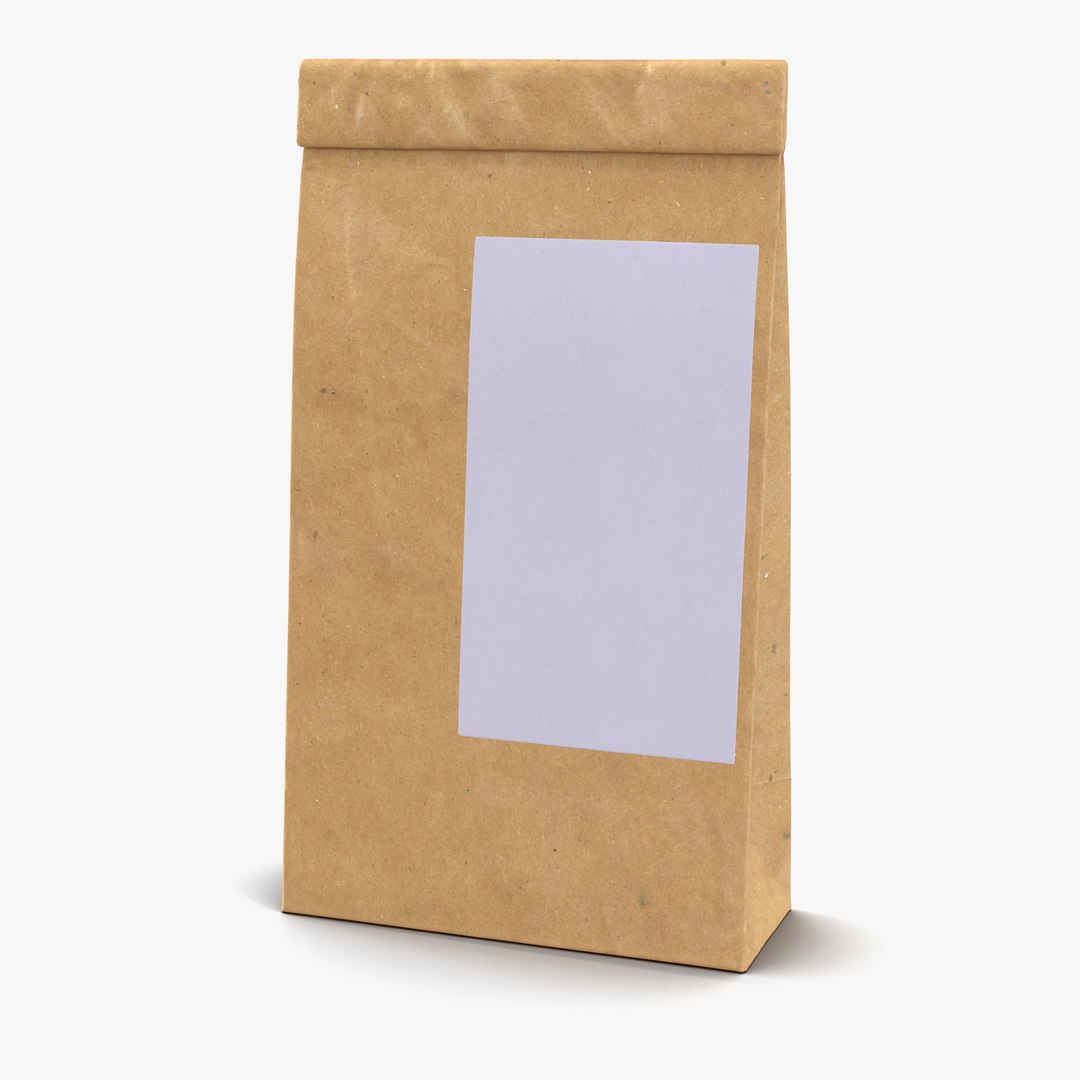 Ground Coffee Bag Paper 2 3D Model 3D model preview