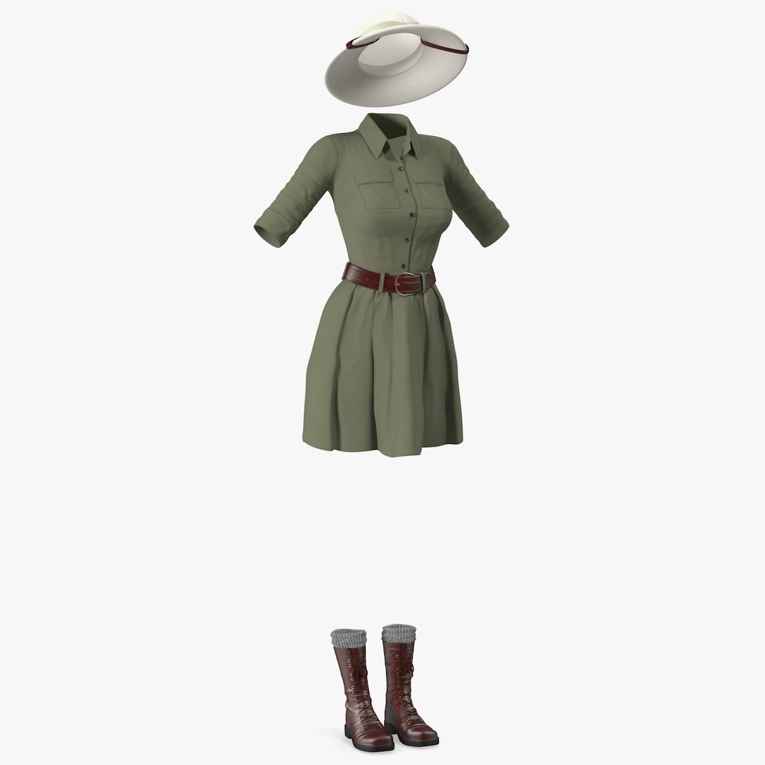 Woman Explorer Costume 3D model preview