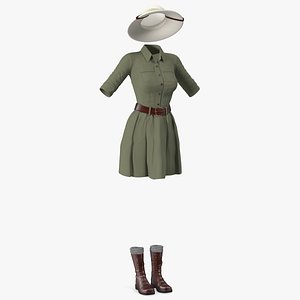 woman explorer costume 3D model