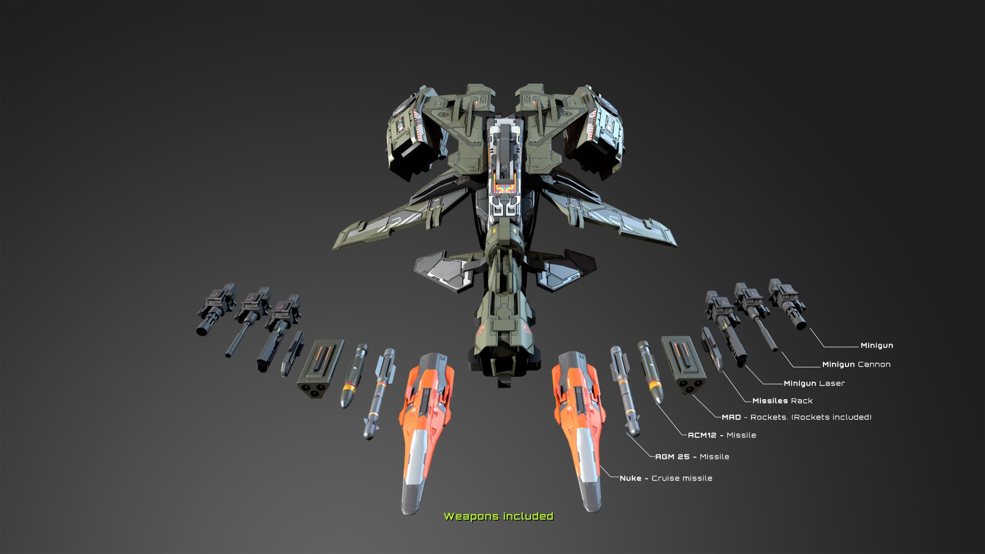 RX3 GUNSHIP Spacecraft 3D Model - TurboSquid 1900655