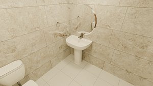 Low Poly Bathroom 3D Model  Game Ready PBR