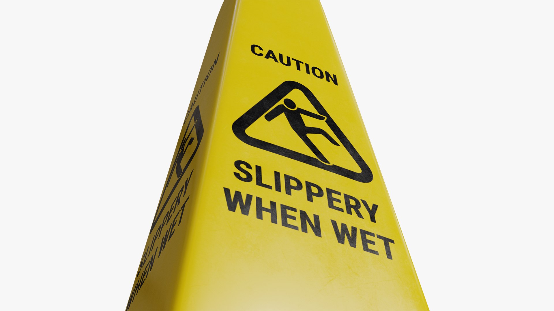 Rubbermaid Commercial Products Heavy-Duty Multilingual Caution/Warning Wet Floor Safety Cone For Restaurant/Grocery Store/Office/Facility/High-Traffic Area, Tall/Durable, 25", Yellow