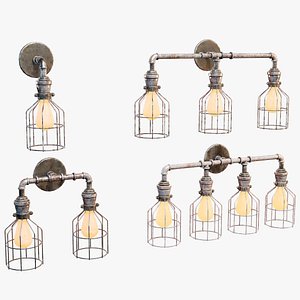 3D Sci-Fi Utility Light Wall Mount Set