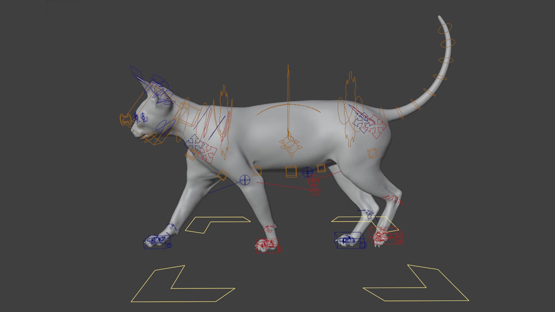 Rigged Civet Cat Gray Cat With 4k Textures And Animation Model ...
