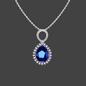 Blue heart locket 3D