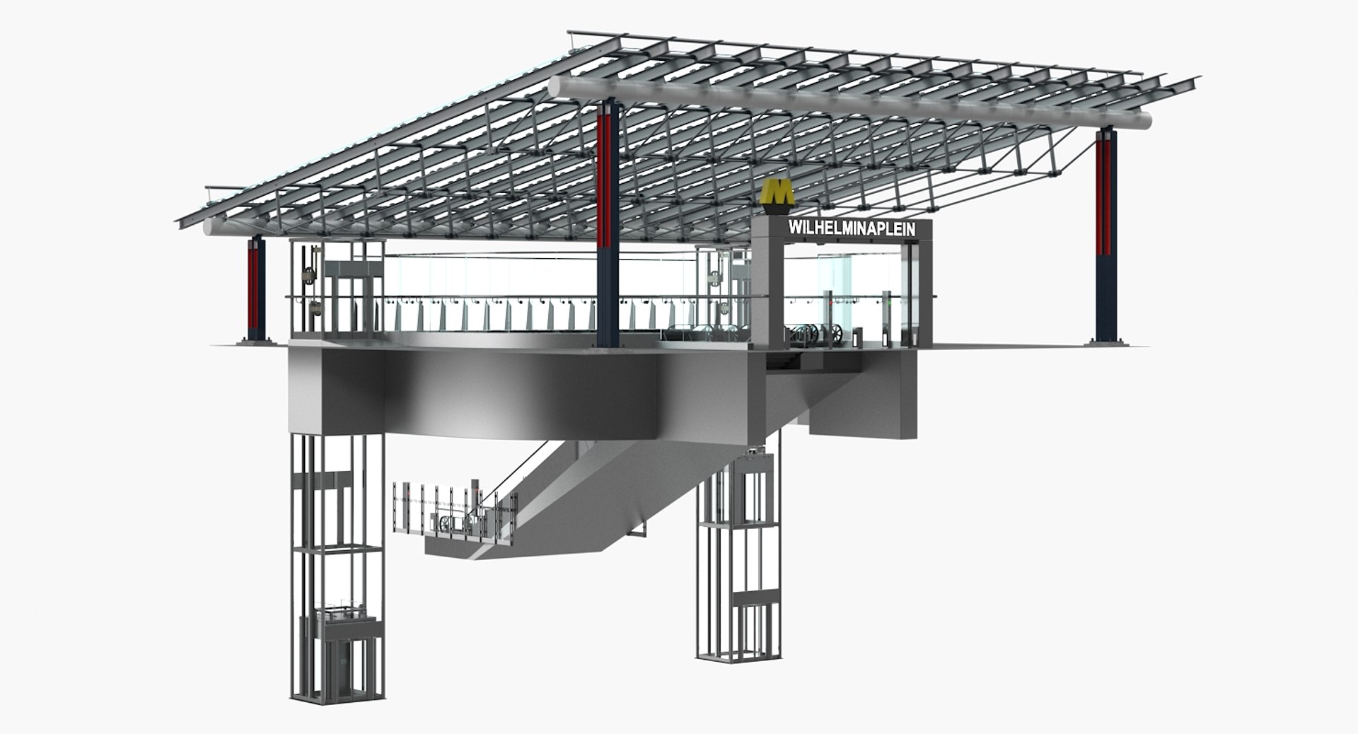 Wilhelminaplein Metro Station Entrance 3D Model 3D model preview