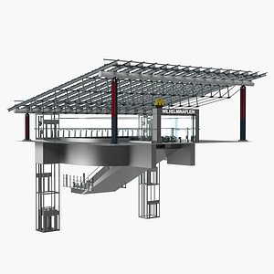 Wilhelminaplein Metro Station Entrance 3D Model
