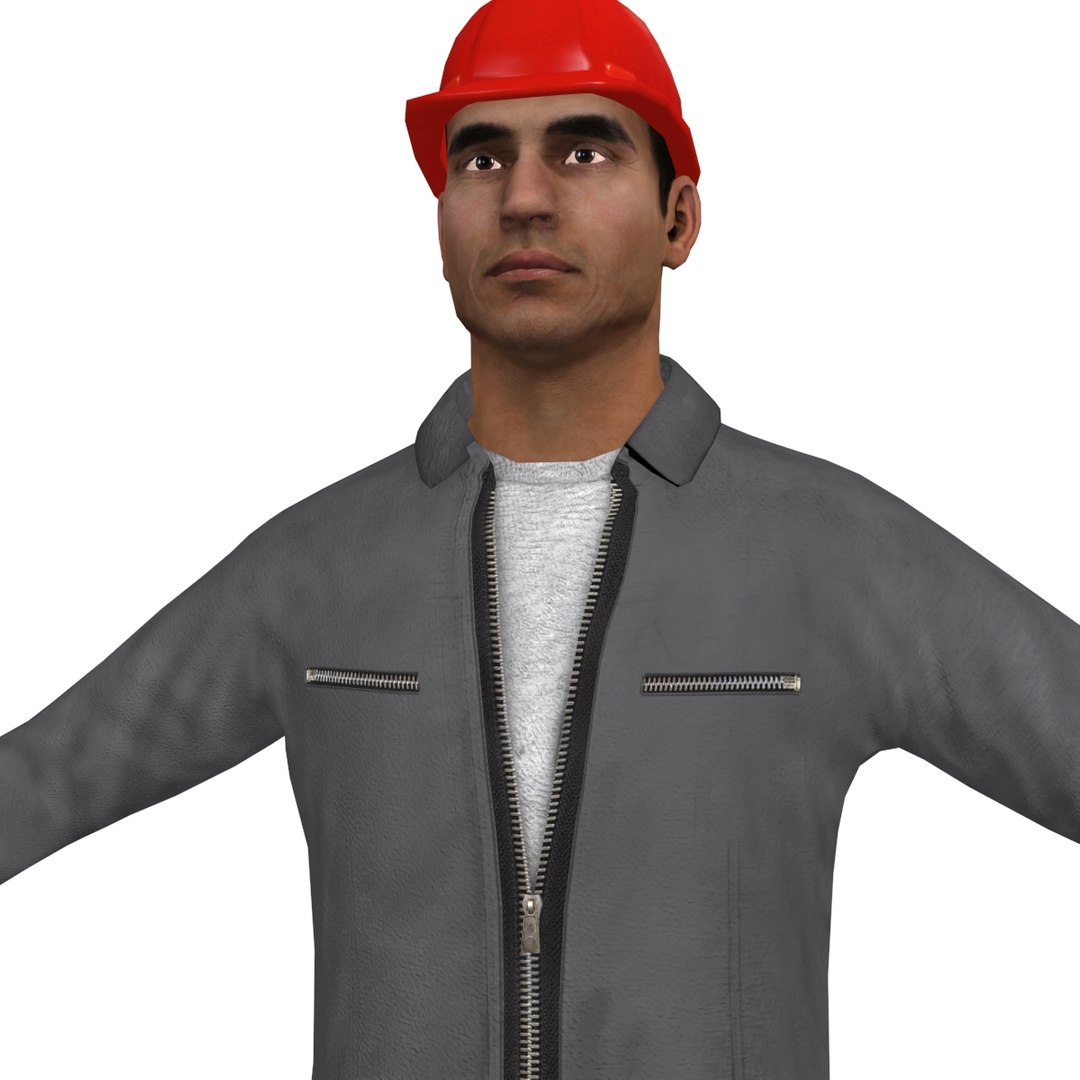 Rigged Worker Man 3d Max