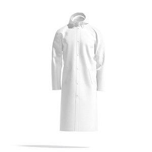 White Rain Coat - waterproof raincoat jacket 3D model