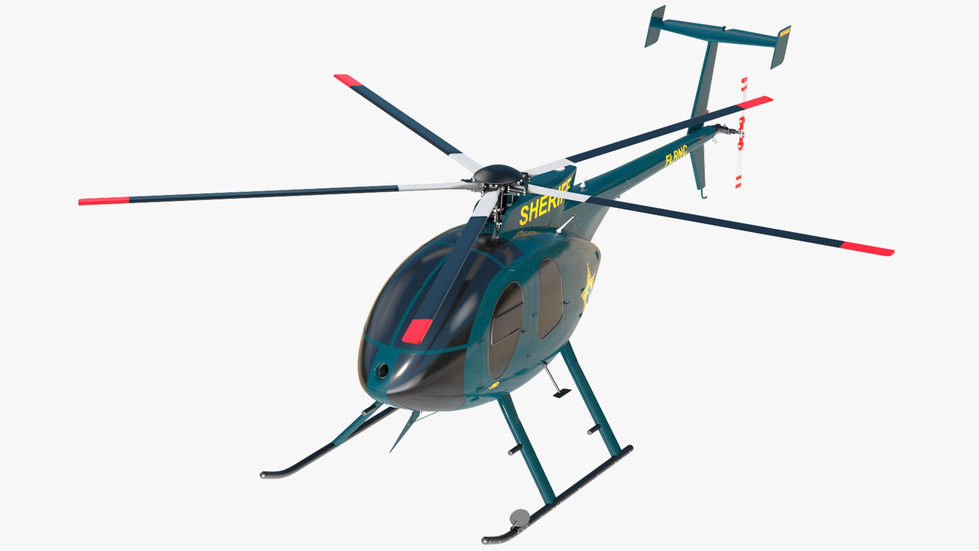 MD 500E Sheriff Helicopter Exterior Only 3D model preview
