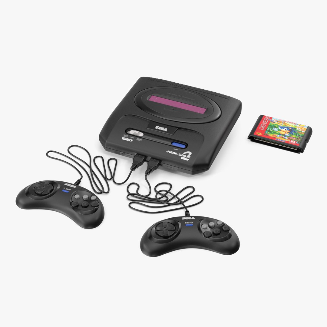 Sega Mega Drive 2 with Cartridge Sonic 3 3D model preview